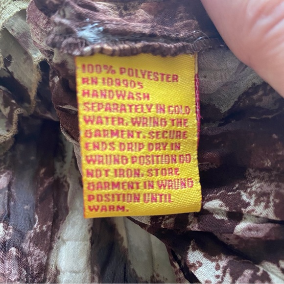 Y2K Lloyd Williams Blouse Woman Small Crinkle Sheer Lace Bell Sleeve Forestfairy - Picture 9 of 16